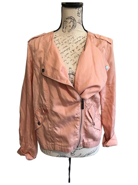 Sanctuary Jackets & Blazers - Sanctuary Moto Jacket Lyocell Pink Lightweight Asymmetrical Zip Up Lightweight L